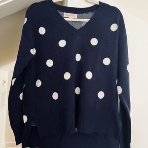 Philosophy Navy Blue Polka Dot V-Neck Sweater – Size S (NWT)